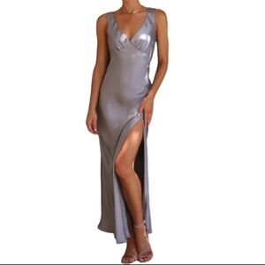 Elegant Silver Evening Gown